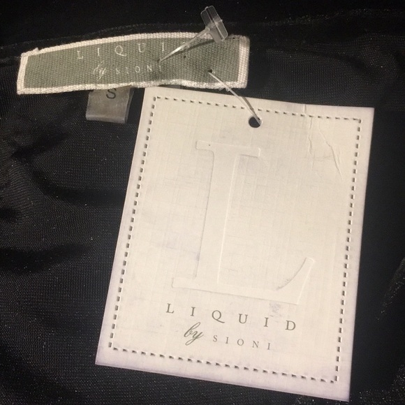 New Liquid by Sioni Black Velvet tank top lace bottom V Neck Small - Picture 3 of 5